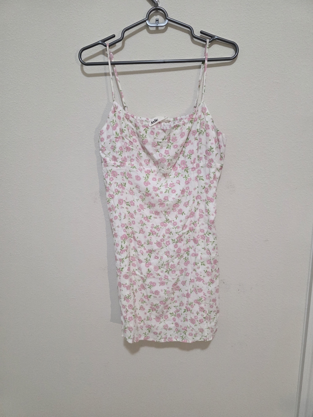 Elodie White Slip Dress with Pink Floral Print